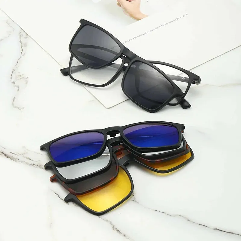 6 In 1 Polarized Sunglasses Men Women Magnetic Clip On Glasses