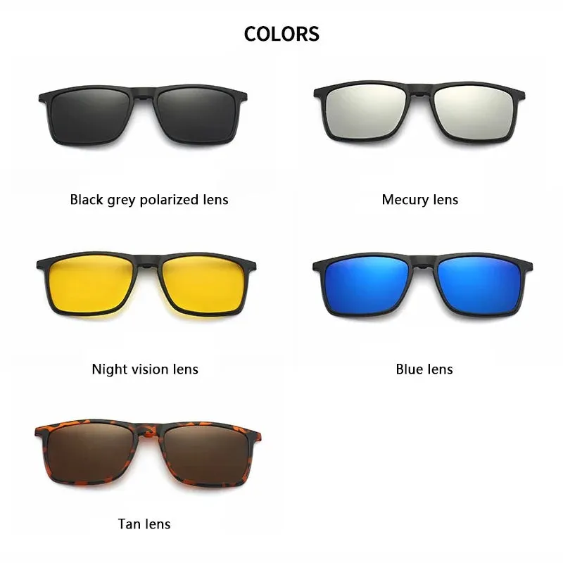 6 In 1 Polarized Sunglasses Men Women Magnetic Clip On Glasses