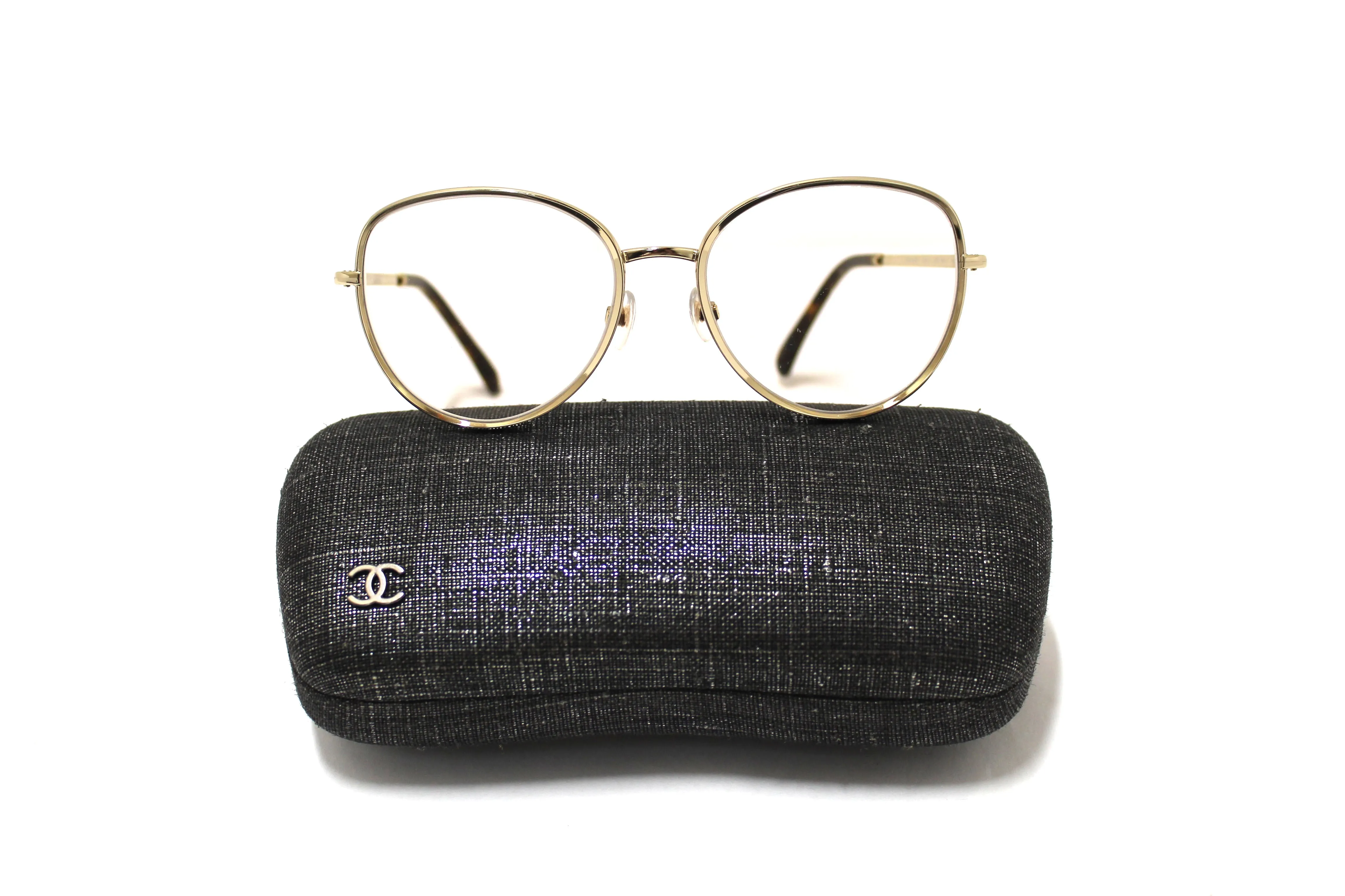 Authentic Chanel Light Gold-Tone Chain Oversize Sunglasses