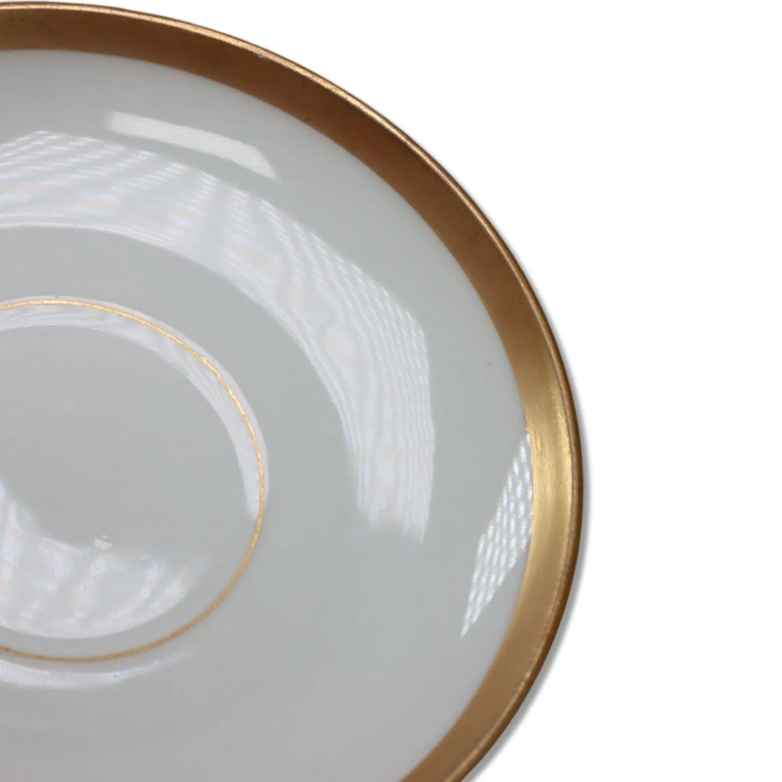 B & Co Bernardaud Limoges Demitasse Tea Cup Saucer Set Gold Rimmed Circa 1900