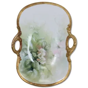 Bernardaud B & Co Limoges Curved Platter Floral Gold Rimmed 12" C. 1900