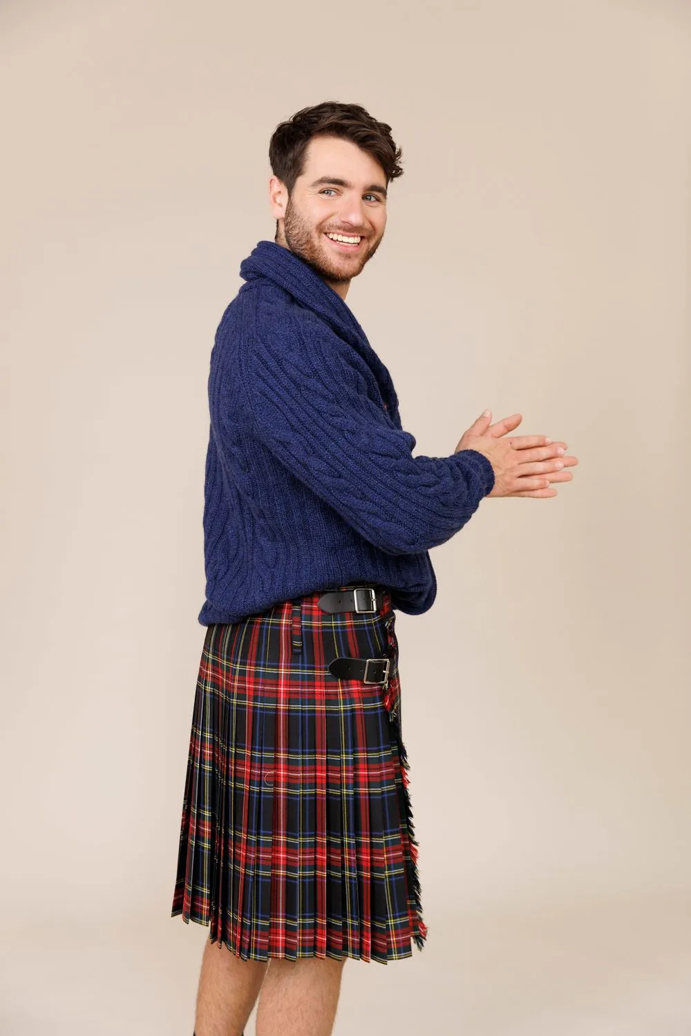Black Stewart 100% Worsted Wool Men's Kilt