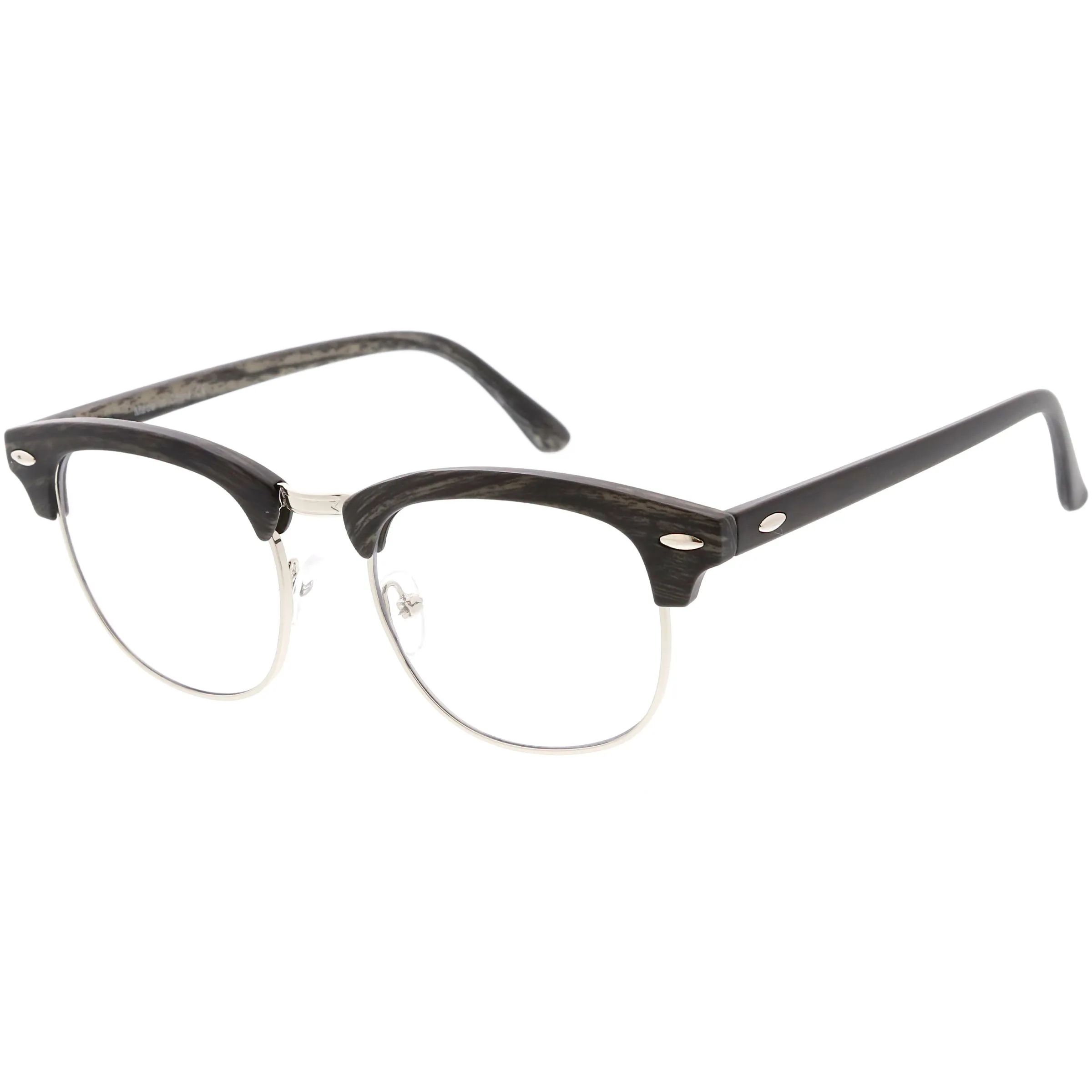 Classic Dapper Half Frame Horned Rim Clear Lens Glasses C846