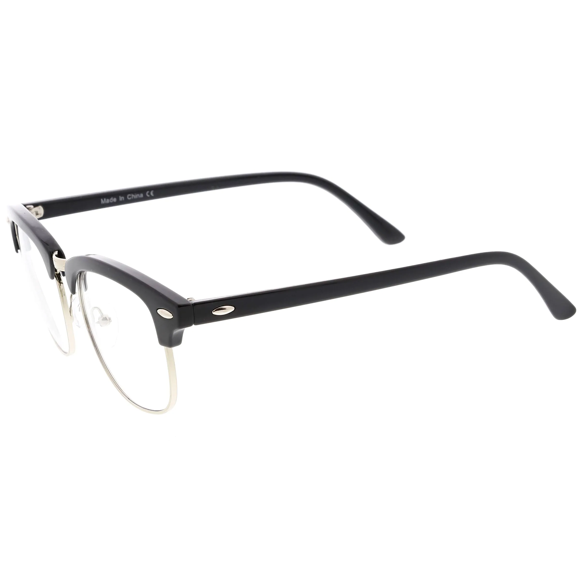Classic Dapper Half Frame Horned Rim Clear Lens Glasses C846