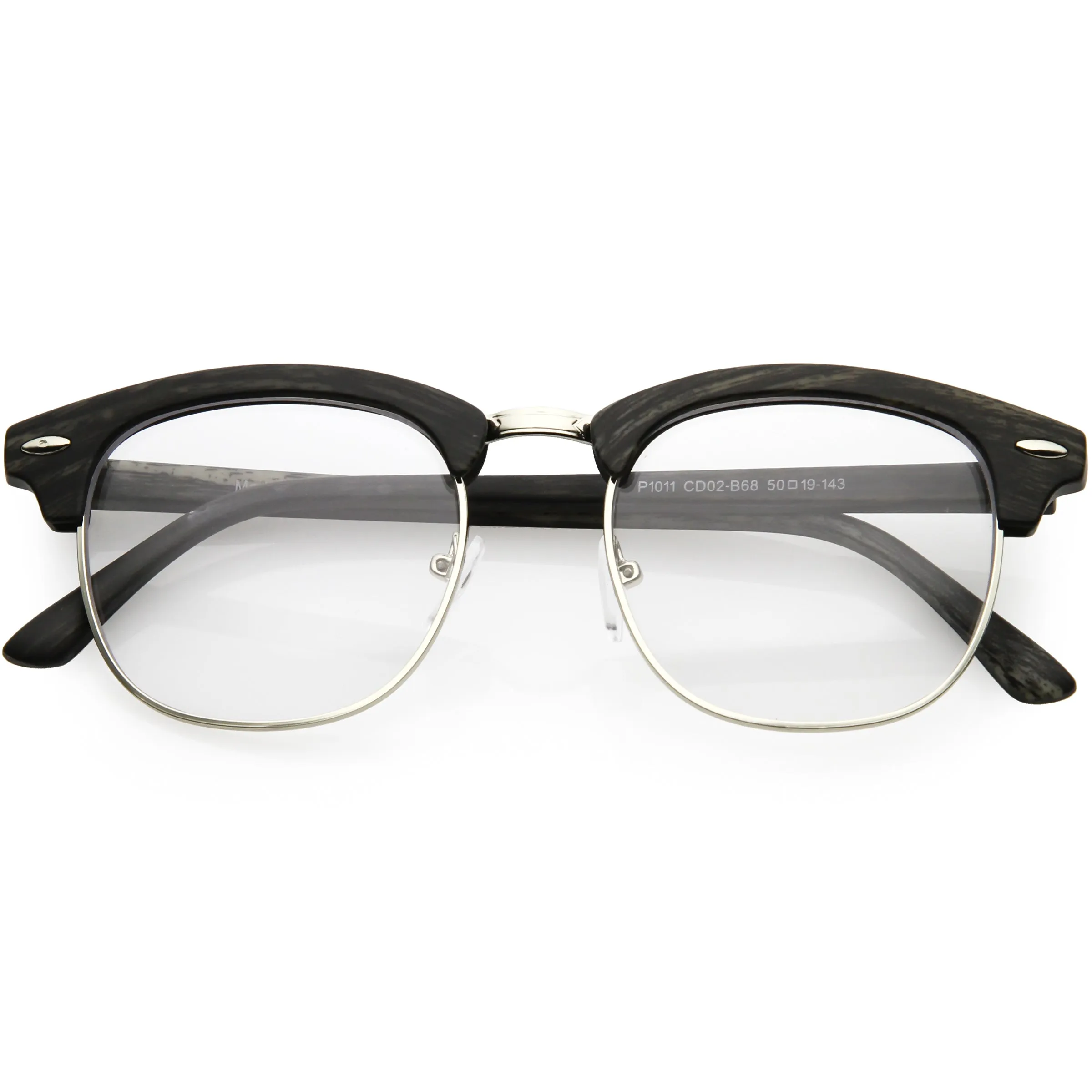 Classic Dapper Half Frame Horned Rim Clear Lens Glasses C846