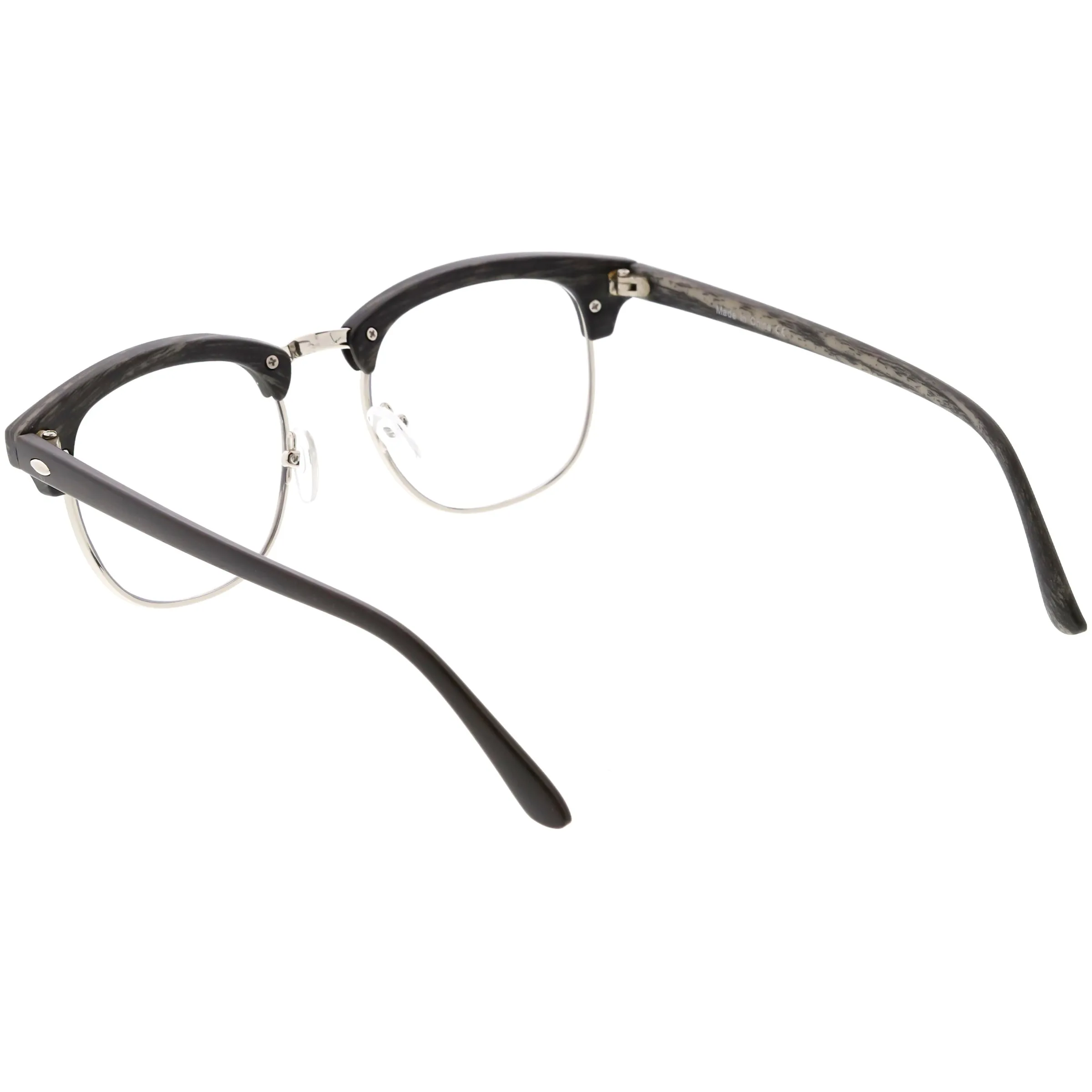 Classic Dapper Half Frame Horned Rim Clear Lens Glasses C846