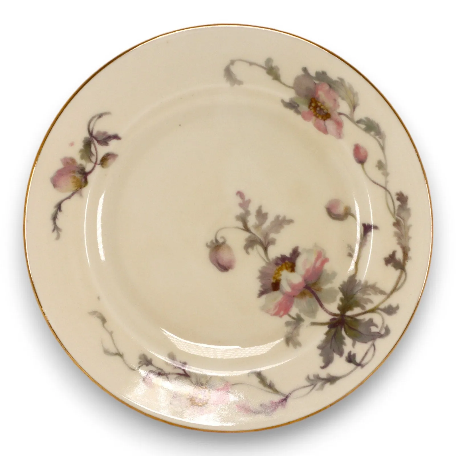 Epiag Pastelle 6038 Bread Plate 6 3/8" Cream Smooth Gold Rim China Vintage