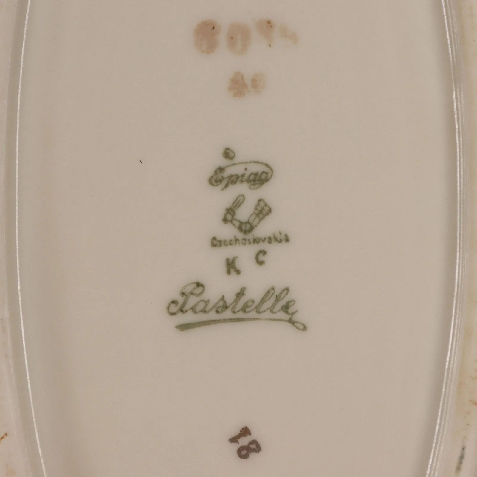 Epiag Pastelle 6038 Oval Serving Platter 15" Cream Smooth Gold Rim Vintage