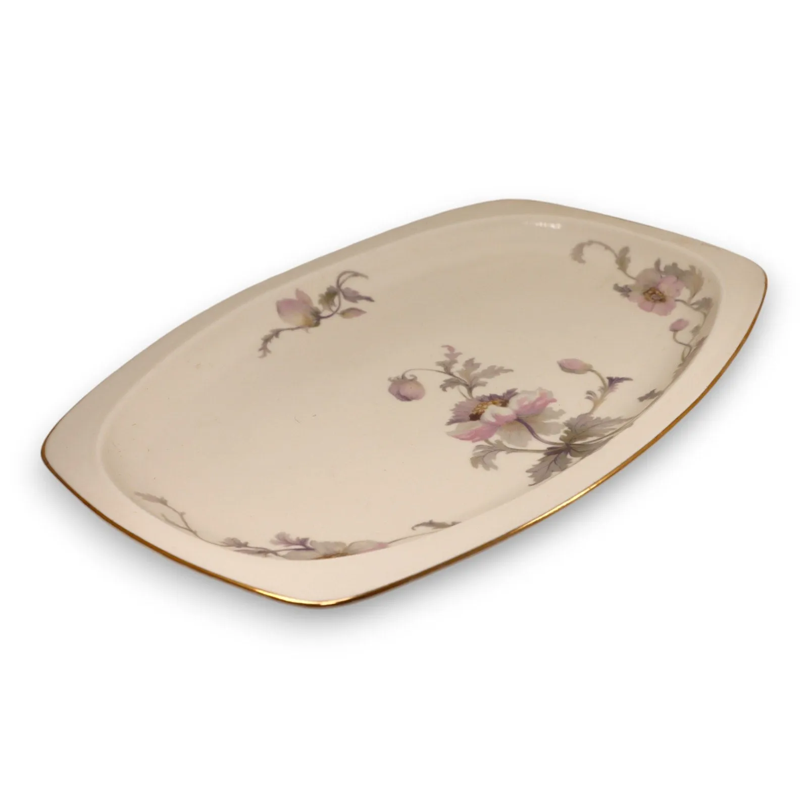 Epiag Pastelle 6038 Oval Serving Platter 15" Cream Smooth Gold Rim Vintage