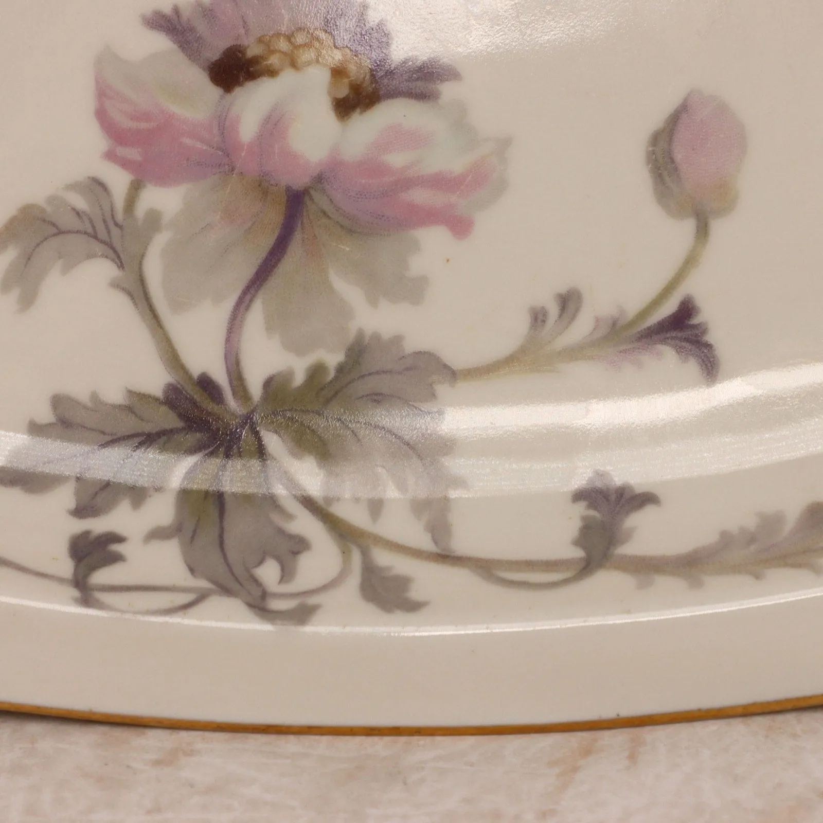 Epiag Pastelle 6038 Oval Serving Platter 15" Cream Smooth Gold Rim Vintage