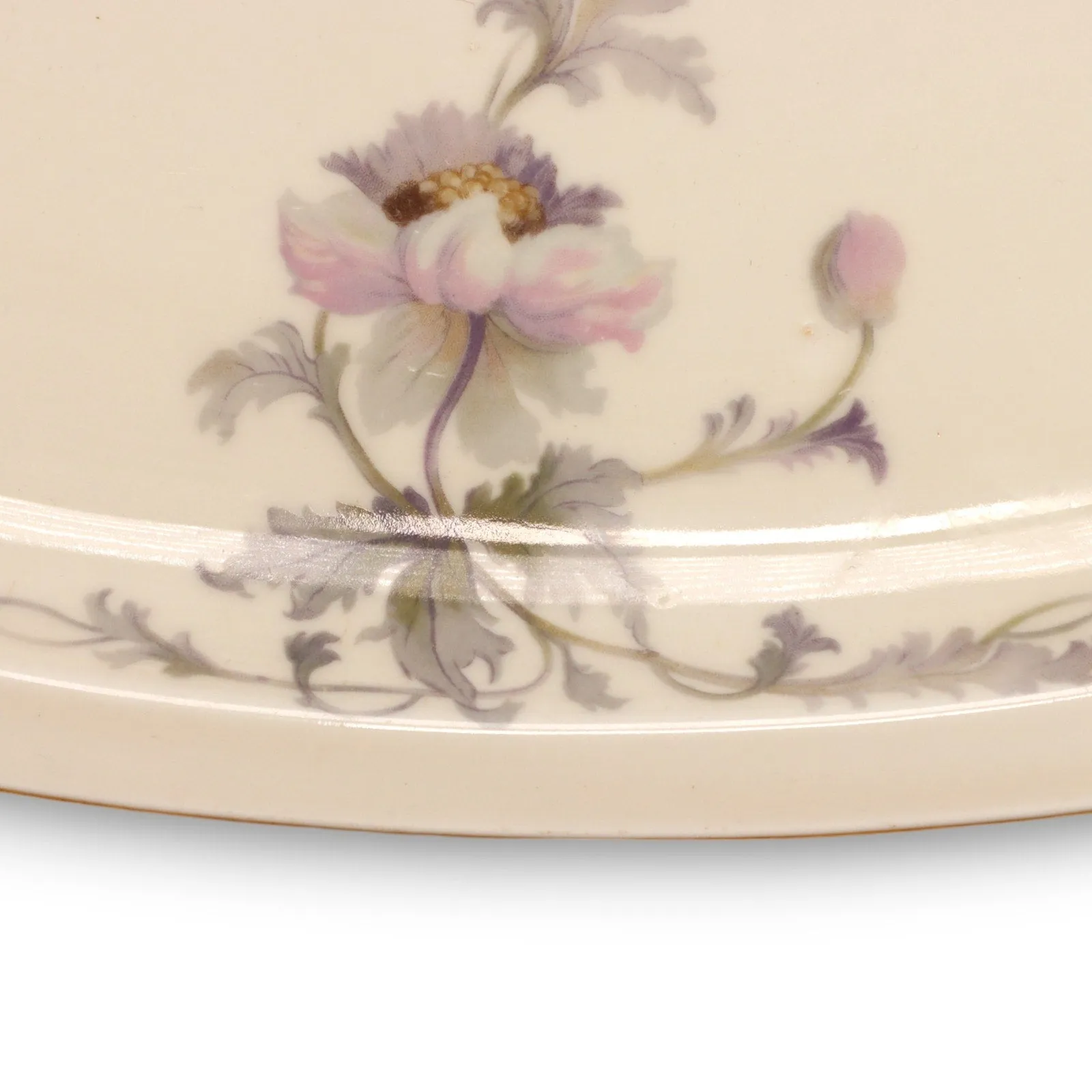 Epiag Pastelle 6038 Oval Serving Platter 18" Cream Smooth Gold Rim Vintage