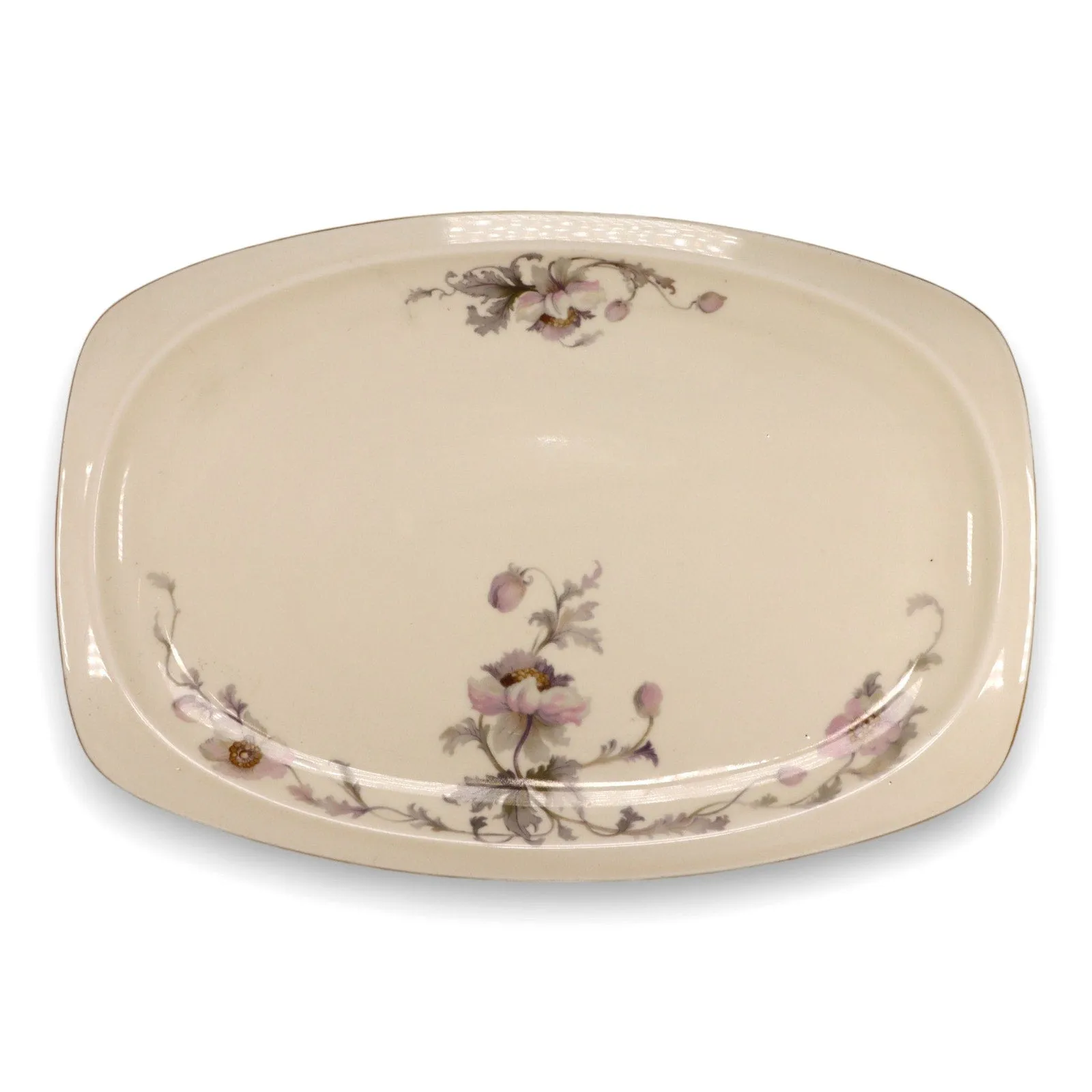 Epiag Pastelle 6038 Oval Serving Platter 18" Cream Smooth Gold Rim Vintage