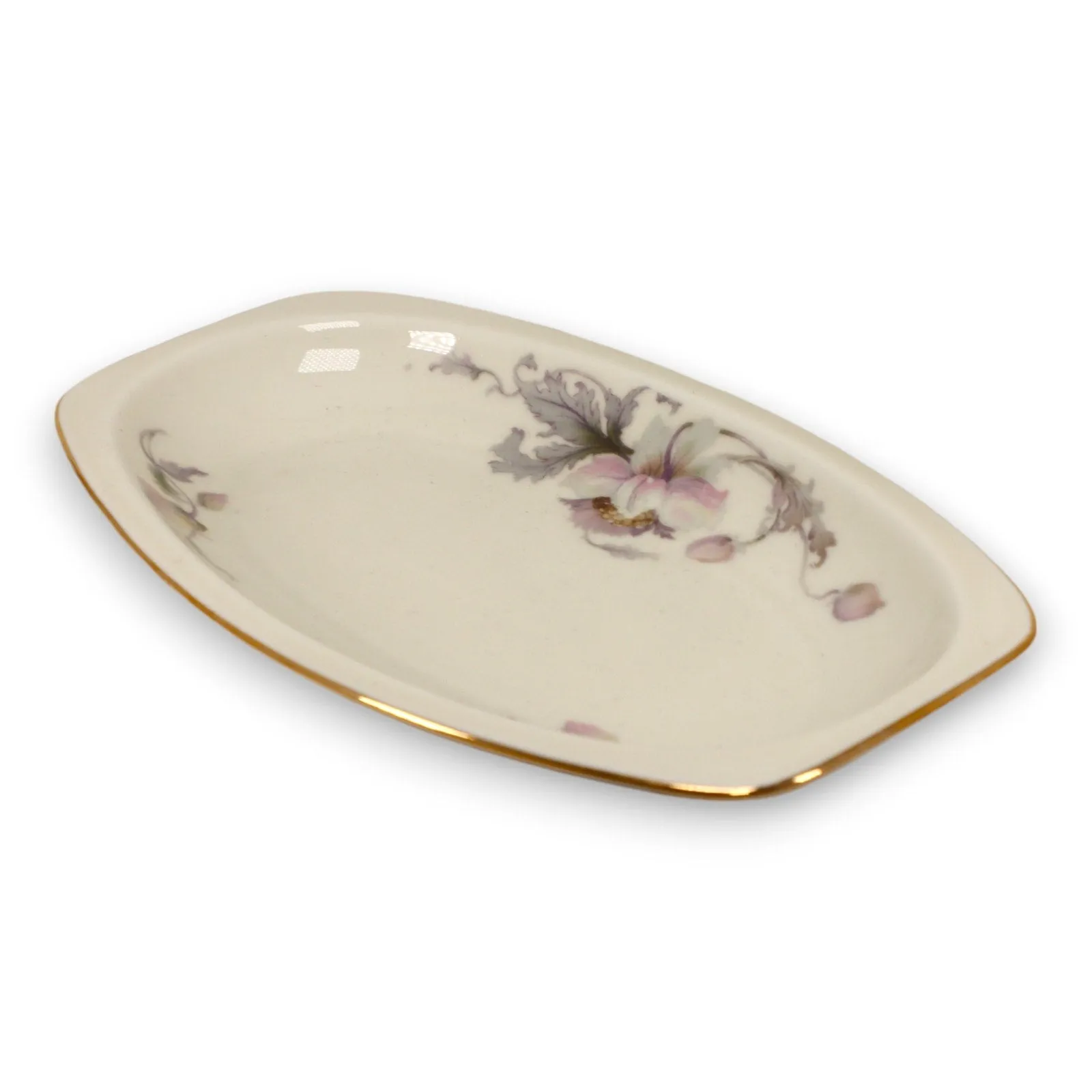 Epiag Pastelle 6038 Relish Dish Tray 9 1/2" Cream Smooth Gold Rim Vintage 1940's