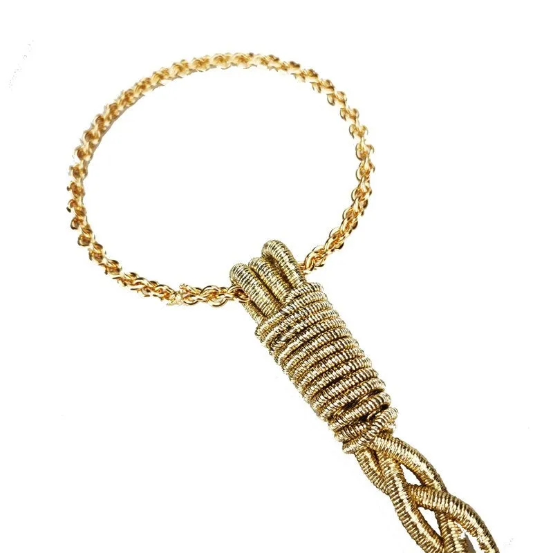 Gold Cord Womens Fashion Belt with Braided Design and Faux Pearl Accents