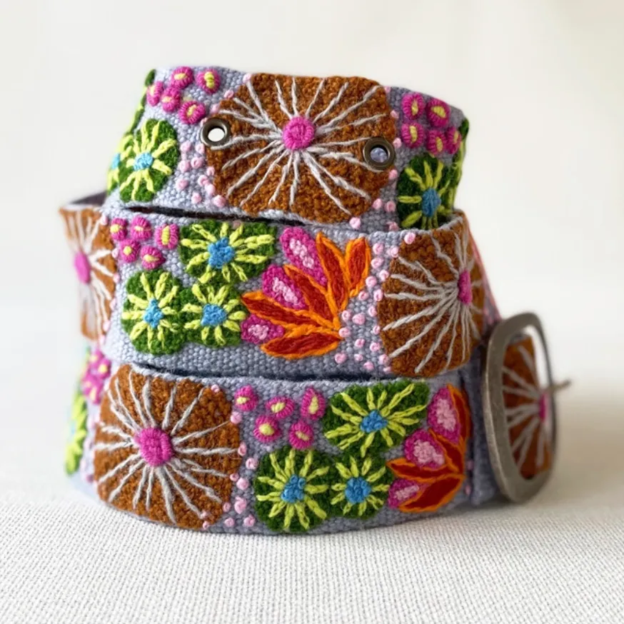 Jenny Krauss Evening Shade Floral Wool Belt