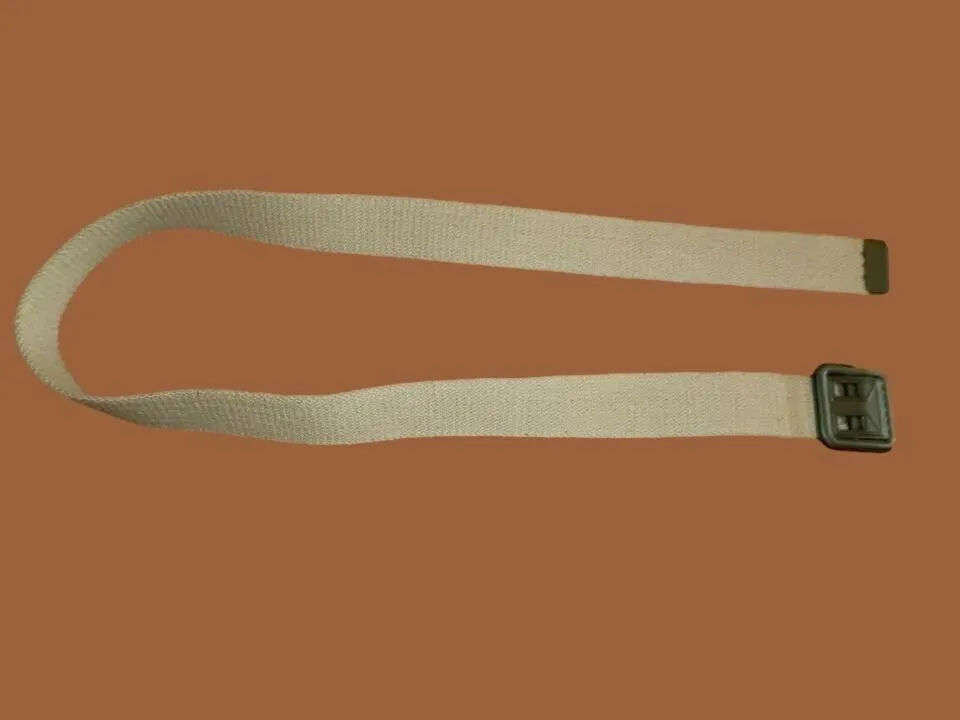 MILITARY ISSUE FRENCH ARMY KHAKI WEB BELT WITH OPEN FACE BUCKLE SMALL ORIGINAL