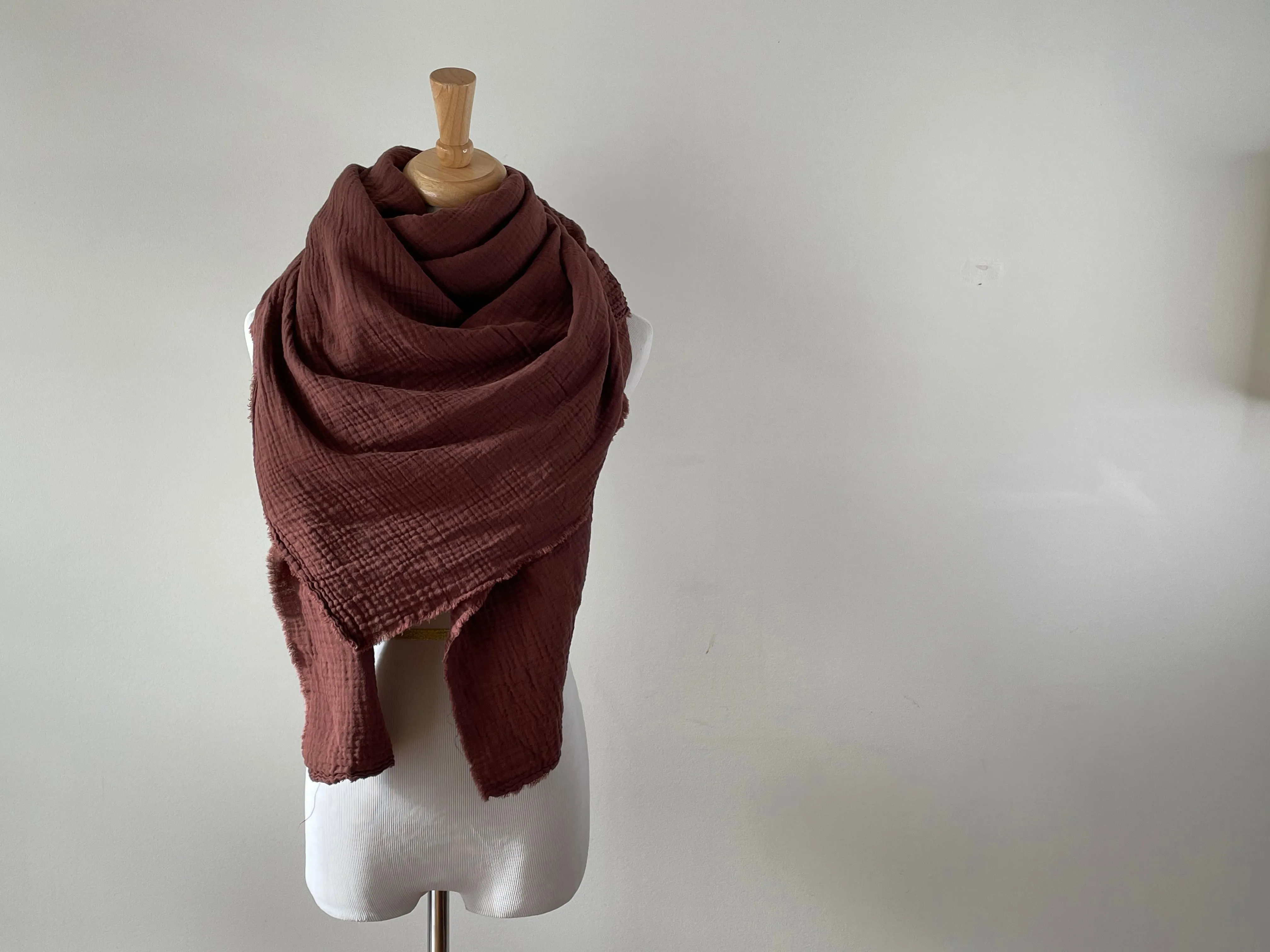Raisin Brown Gauze Blanket Scarf