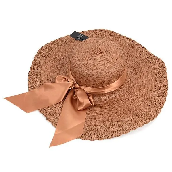 Womens Brim Bow Floppy Hat
